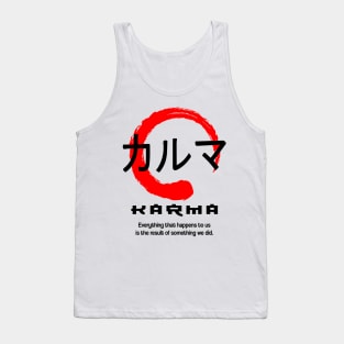 Karma Japan quote Japanese kanji words character symbol 144 Tank Top